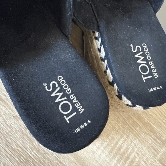 Women's Shoes TOMS LAILA MULE Platform Dress Sandals BLACK SUEDE Size 8.5W - Picture 10 of 11